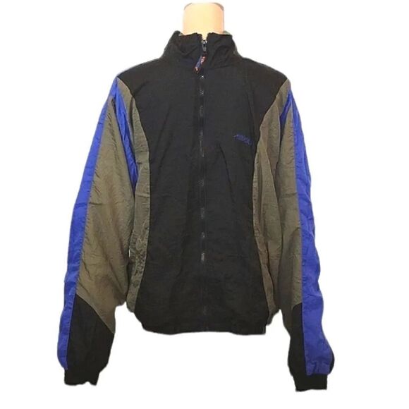 VTG 90's Brooks Black Grey Colorblock Nylon Unisex Jacket Men's Medium - Picture 1 of 16